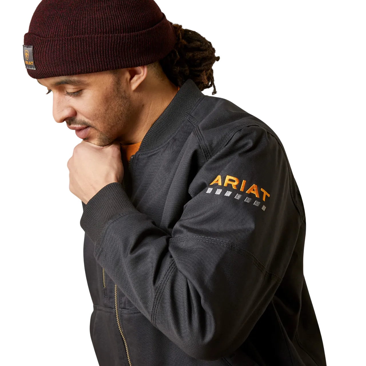 Arithtat Men's Black Rebar Stretch Canvas Bomber Jacket