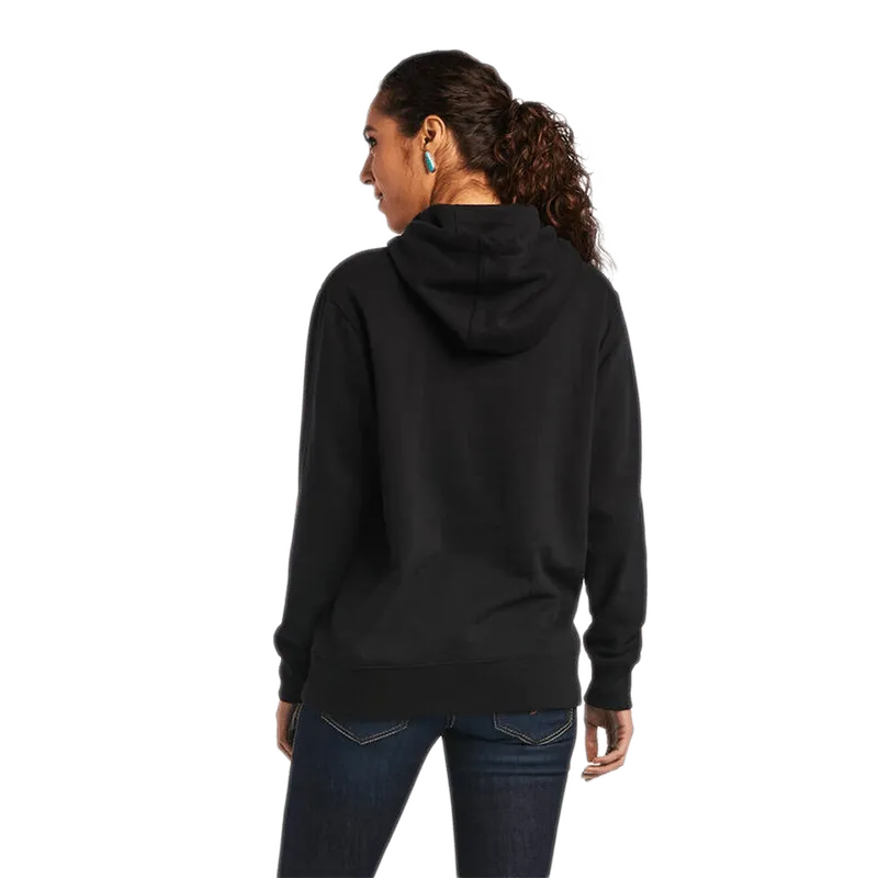 Arithtat Women's Mexico Flag Logo Pullover Black Hoodie