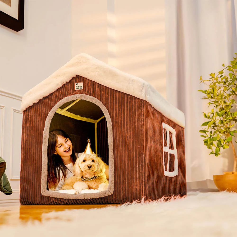 Christmas Snow House Cozy Warmth Large Dog House