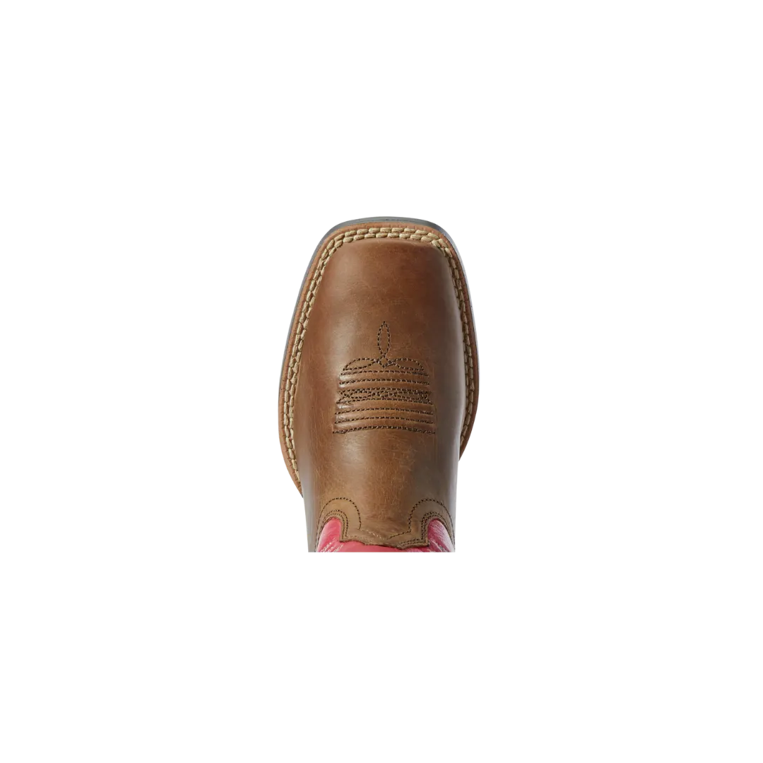 Arithtat Kid's VentTEK Western Cowboy Brown & Hot Pink Boots