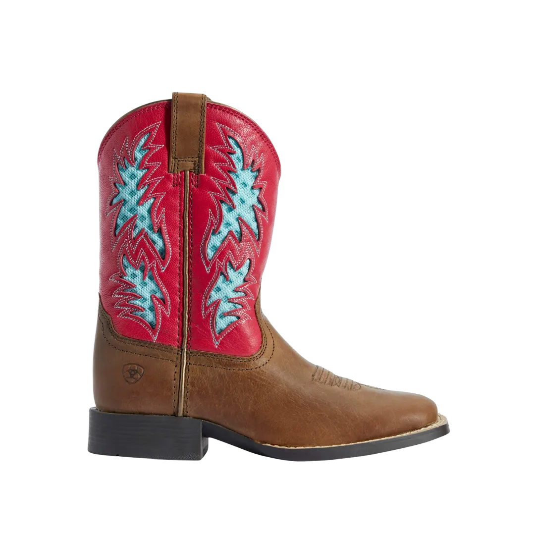Arithtat Kid's VentTEK Western Cowboy Brown & Hot Pink Boots