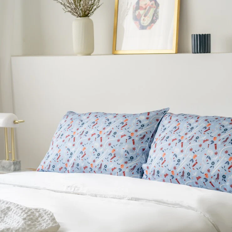 Love is a Warm Brew Signature TENCEL™ Pillow Case Pair - Blue