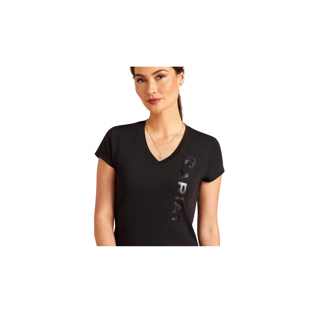 Arithtat Women's Vertical Logo V Black T-Shirt