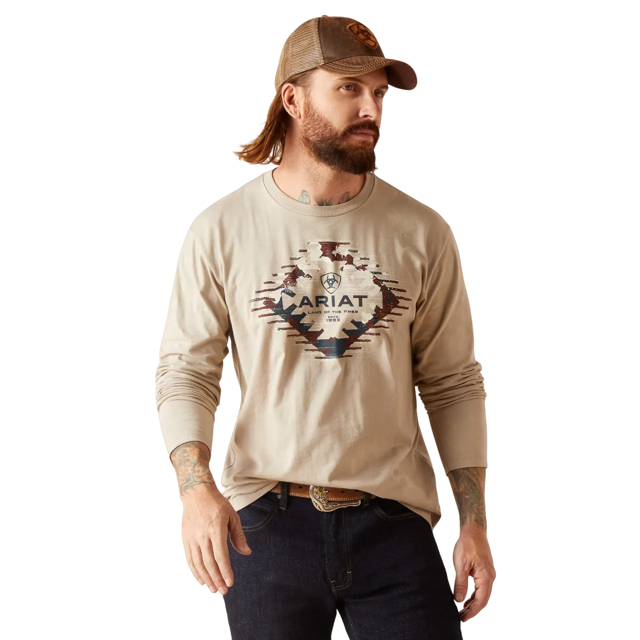 Arithtat Men's Aztec Logo Khaki Heather T-Shirt