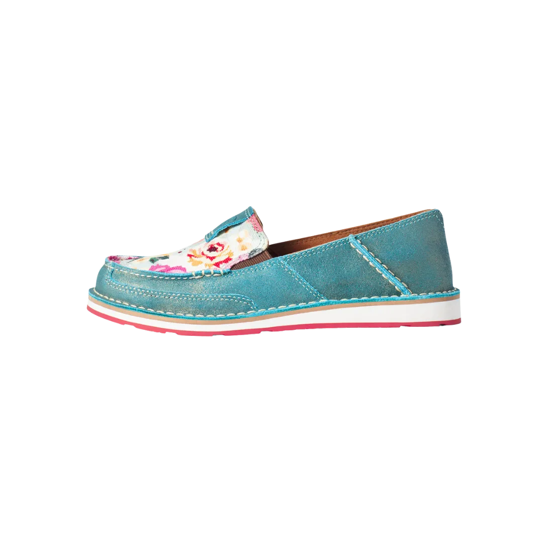 Arithtat Women's Pool Blue with Floral Print Cruiser Shoes
