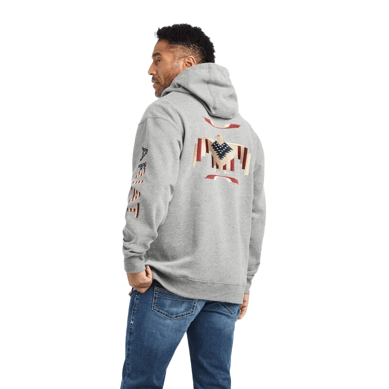 Arithtat Men's Heather Grey Chimayo Graphic Pullover Hoodie