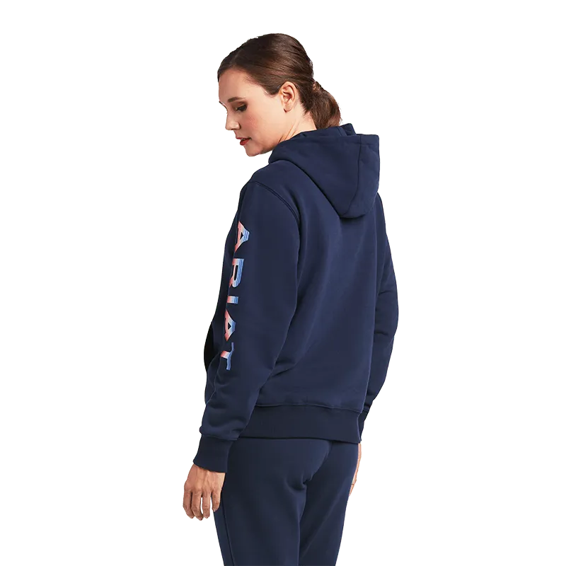 Arithtat Women's Navy Serape Logo Arm Hoodie