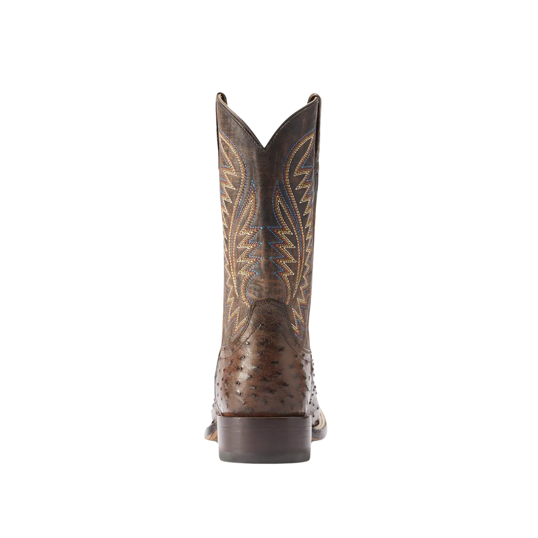Arithtat Men's Full Quill Ostrich Gallup Mocha Western Boots