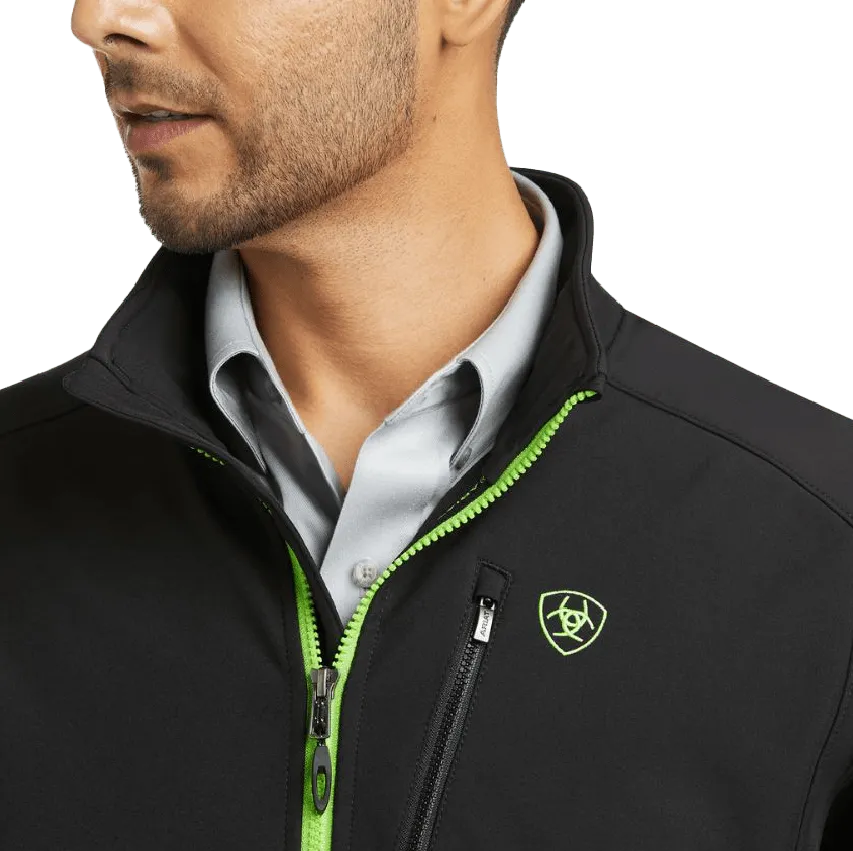 Arithtat Men's Logo 2.0 Black & Bright Green Softshell Jacket