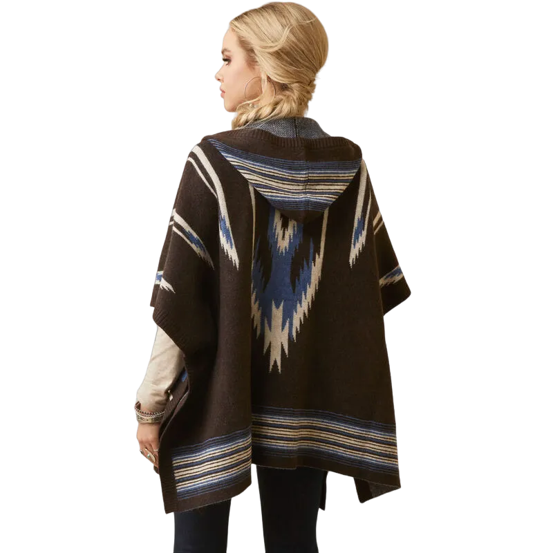 Arithtat Women's Shave Chocolate Chimayo Poncho