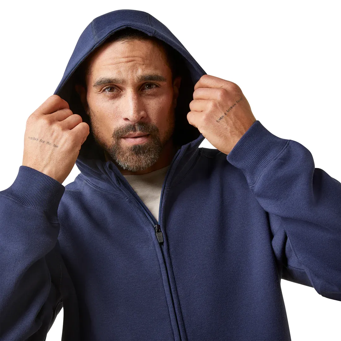 Arithtat Men's Rebar Born For This Navy Blue Full Zip Hoodie