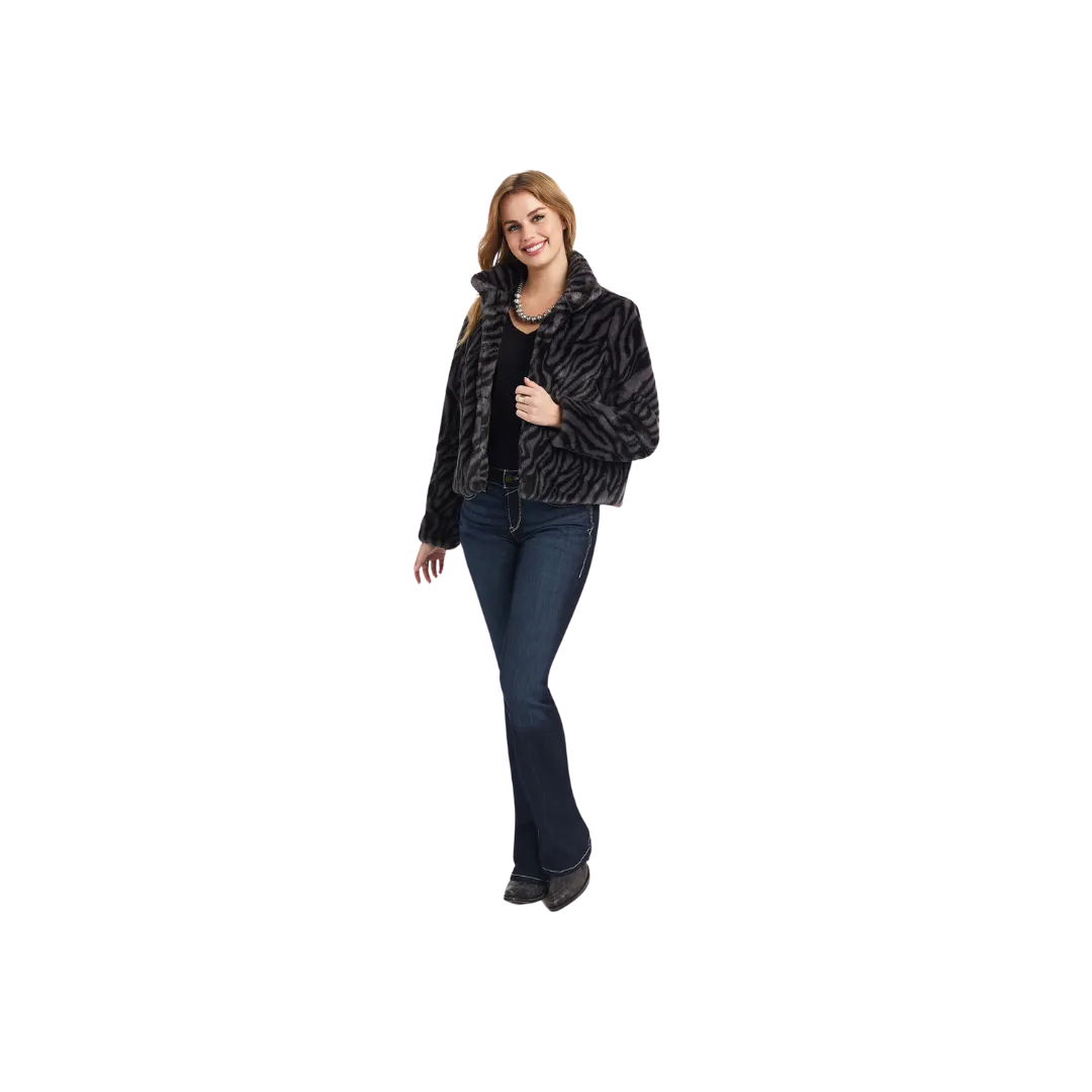 Arithtat Women's City Girl Faux Fur Black Jacket