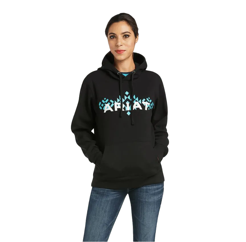 Arithtat Women's REAL Black Chest Logo Hoodie