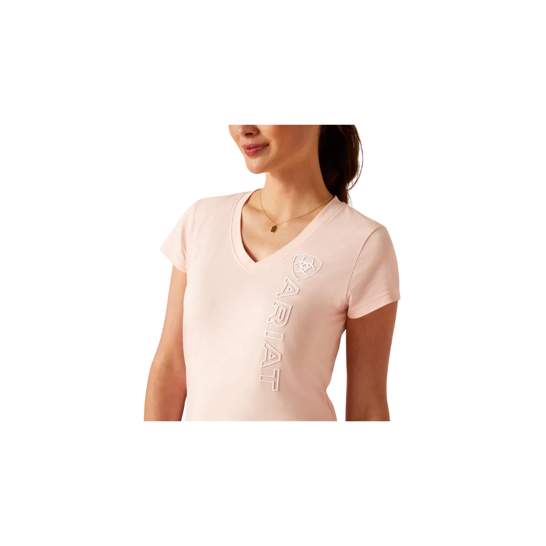 Arithtat Women's Vertical Logo V Blushing Rose T-Shirt