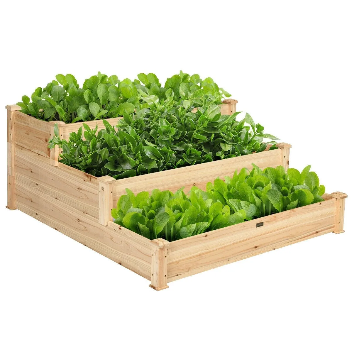 3 Tier Outdoor Raised Garden Bed Wooden Elevated Planter Box