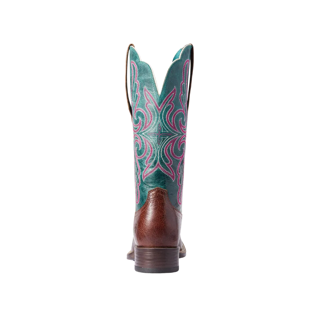 Arithtat Women's Primera Barrel Brown & Teal Stretchfit Boots