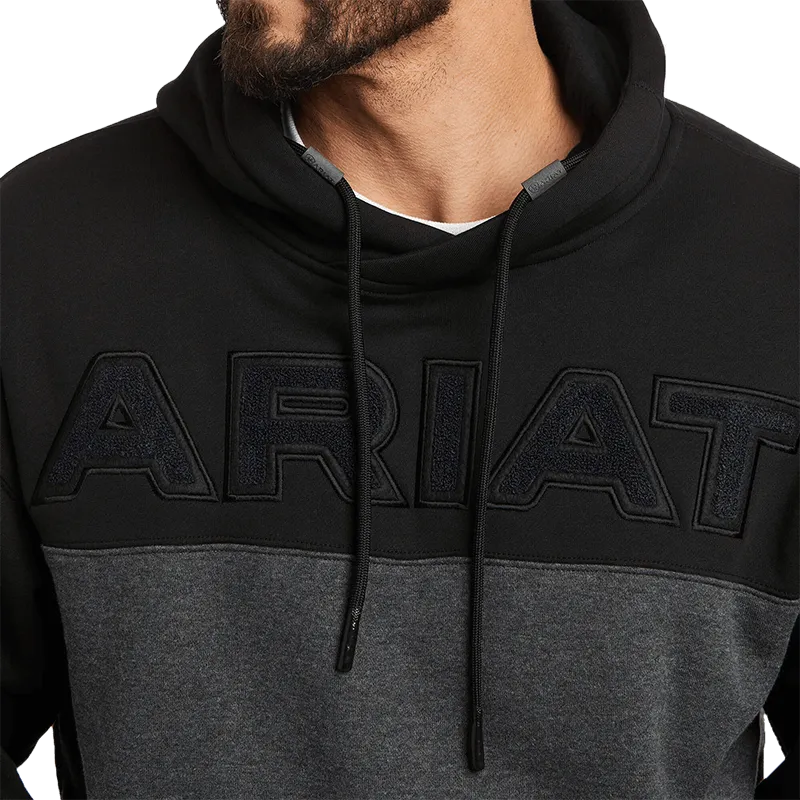 Arithtat Men's Lifted Chenille Black Hoodie Sweatshirt