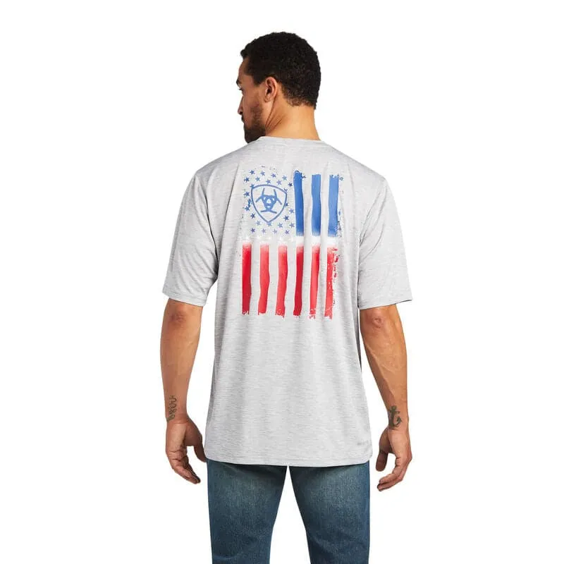 Arithtat Men's Charger Vertical Flag Echo Grey T-Shirt