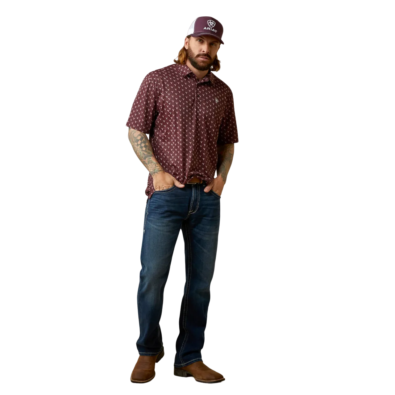 Arithtat Men's Malbec All Over Print Polo