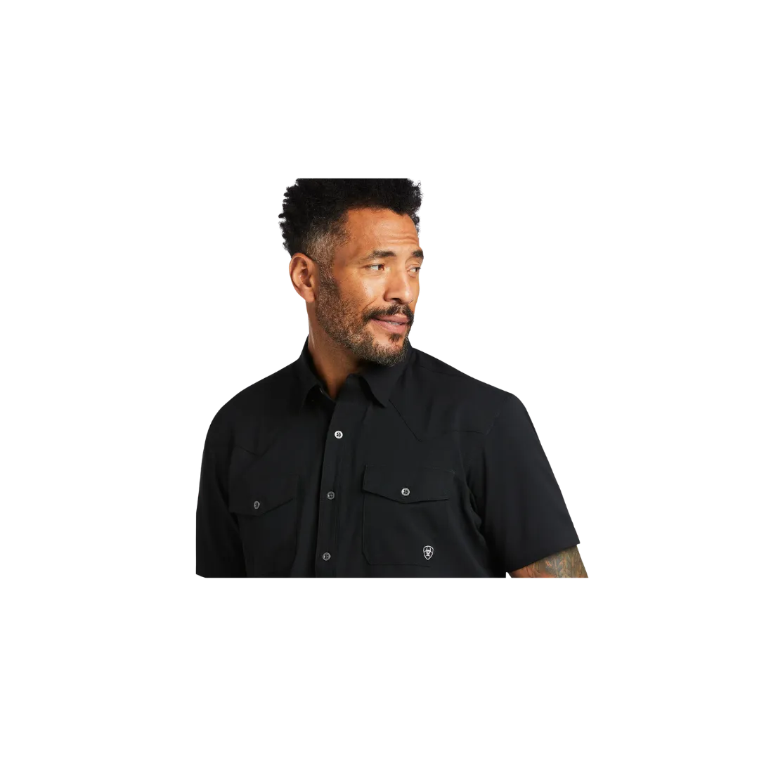 Arithtat Men's Ventek Western Button Down Black Shirt