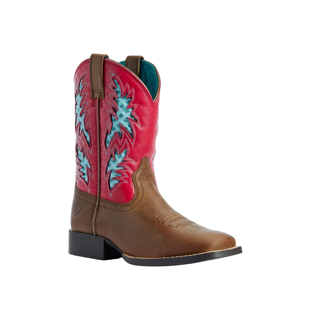 Arithtat Kid's VentTEK Western Cowboy Brown & Hot Pink Boots