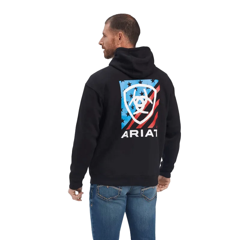 Arithtat Men's Black Americana Block Pullover Hoodie