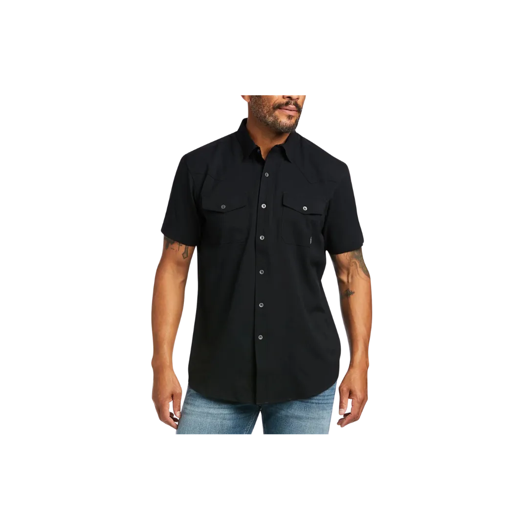 Arithtat Men's Ventek Western Button Down Black Shirt