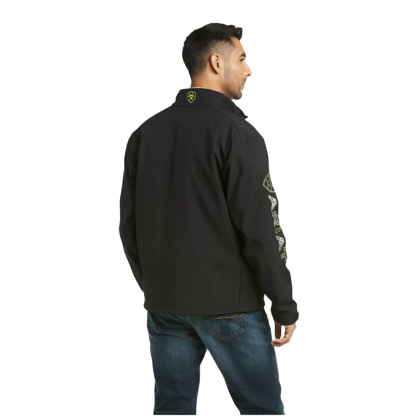 Arithtat Men's Logo 2.0 Black & Bright Green Softshell Jacket