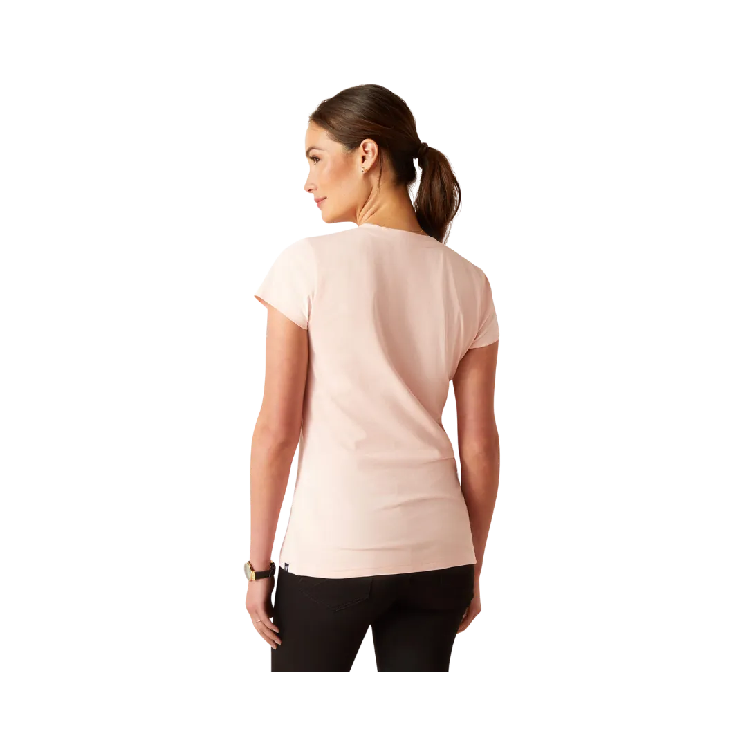 Arithtat Women's Vertical Logo V Blushing Rose T-Shirt