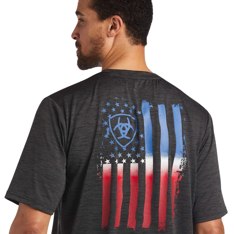 Arithtat Men's Charger Vertical Flag Tee Grey T-Shirt