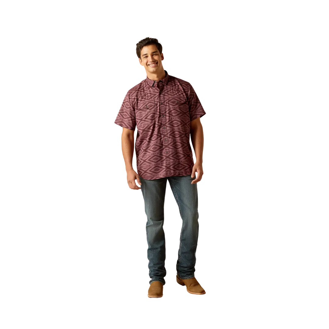 Arithtat Men's Venttek Western Fitted Ss Dark Redwood Shirt