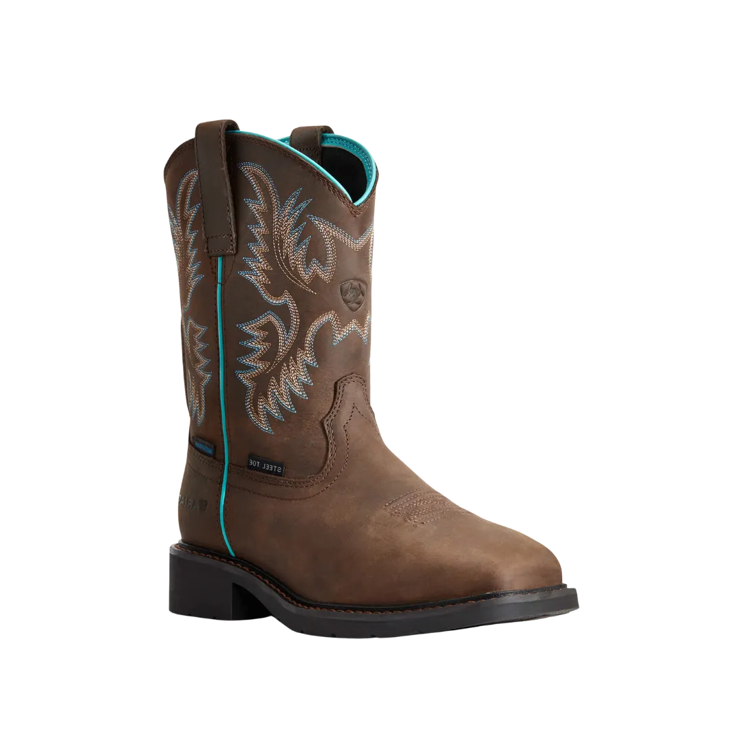 Arithtat Women's Krista Waterproof Steel Toe Work Dark Brown Boots