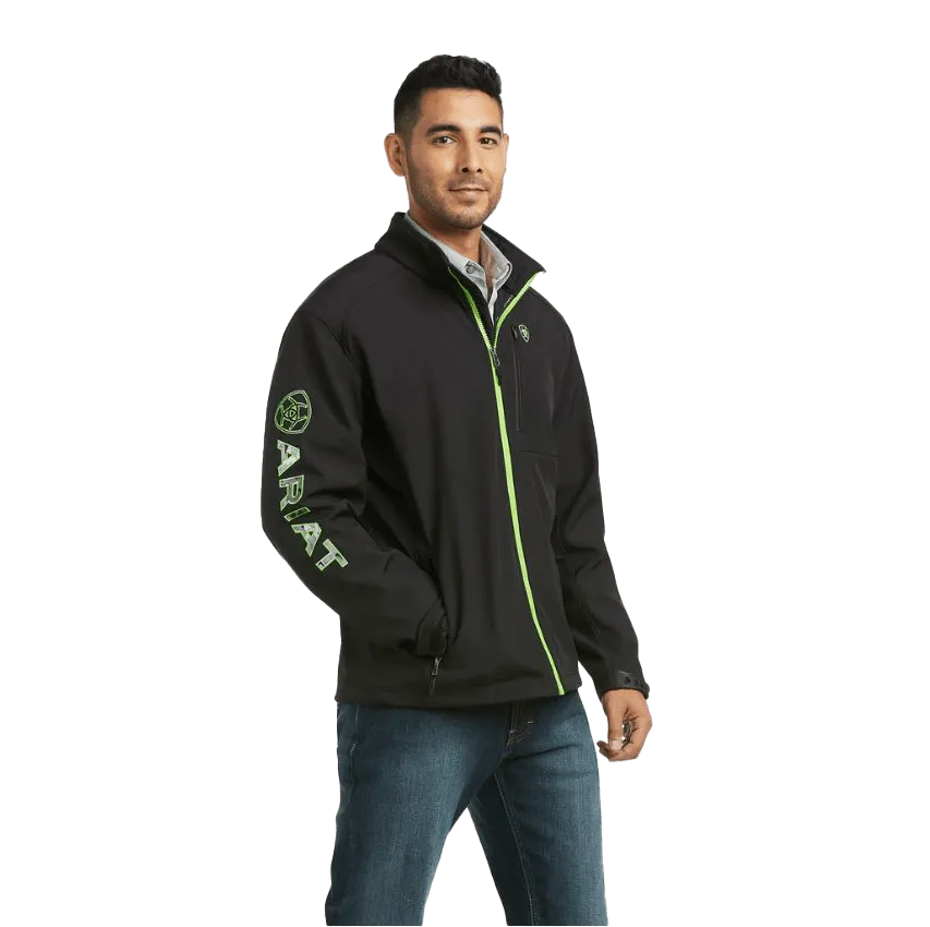 Arithtat Men's Logo 2.0 Black & Bright Green Softshell Jacket