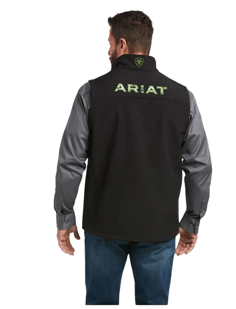 Arithtat Men's Logo 2.0 Black & Green Trim Softshell Vest