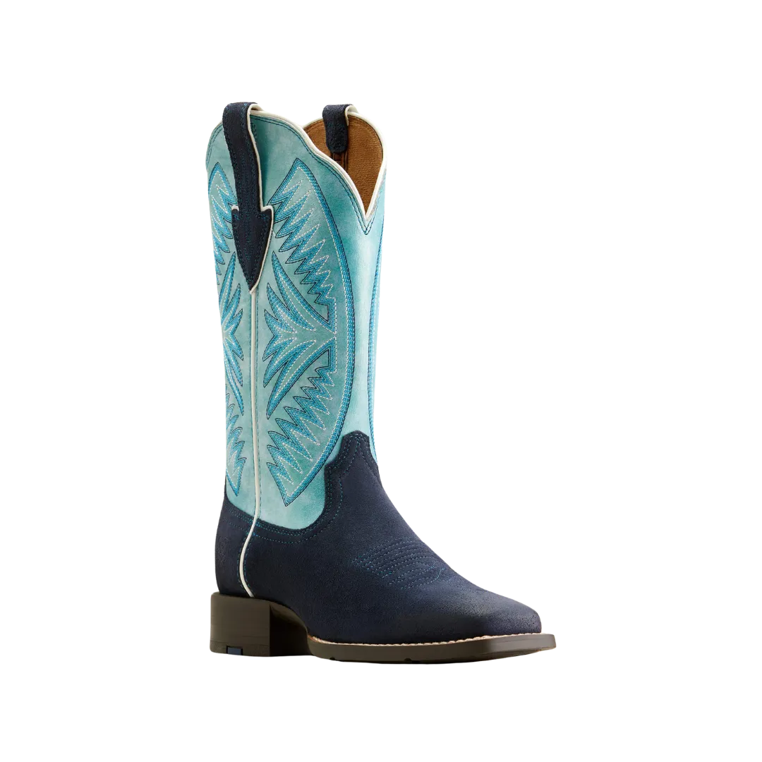 Arithtat Women's Round Up Ruidoso Western Midnight In Marfa Roughoutcoastal Blue Boot