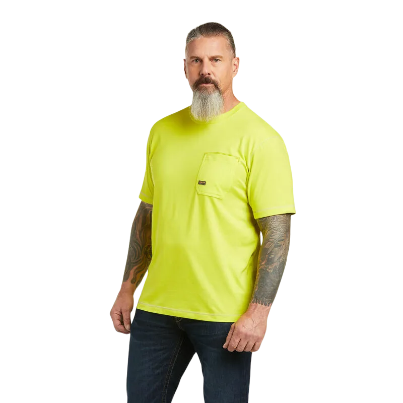 Arithtat Men's Yellow Rebar Workman Logo T-Shirt