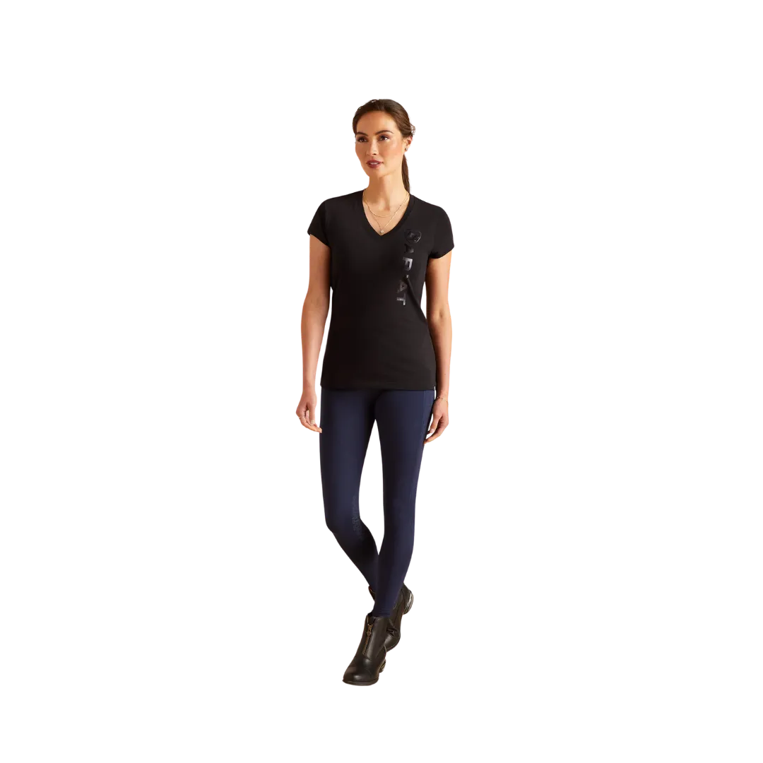 Arithtat Women's Vertical Logo V Black T-Shirt