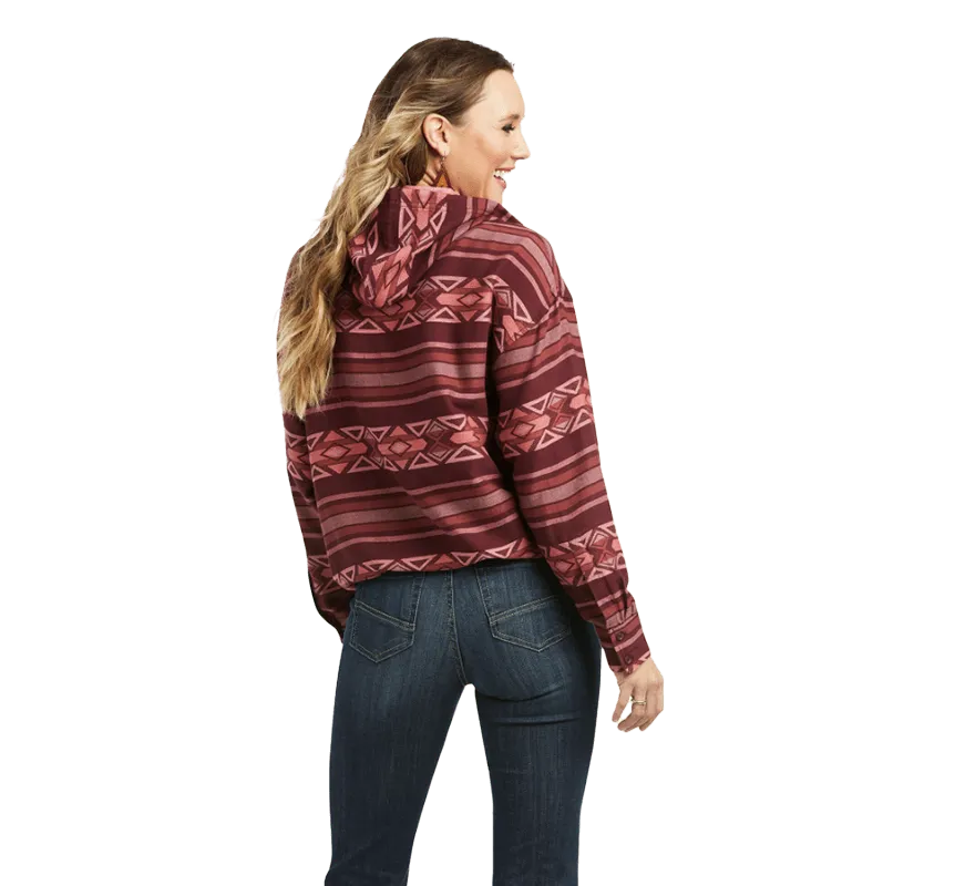 Arithtat Women's Hooded Long Sleeve Windsor Wind Shirt