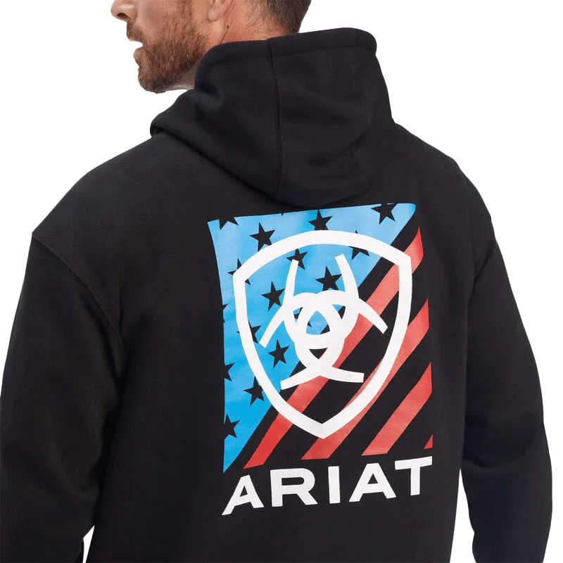 Arithtat Men's Black Americana Block Pullover Hoodie