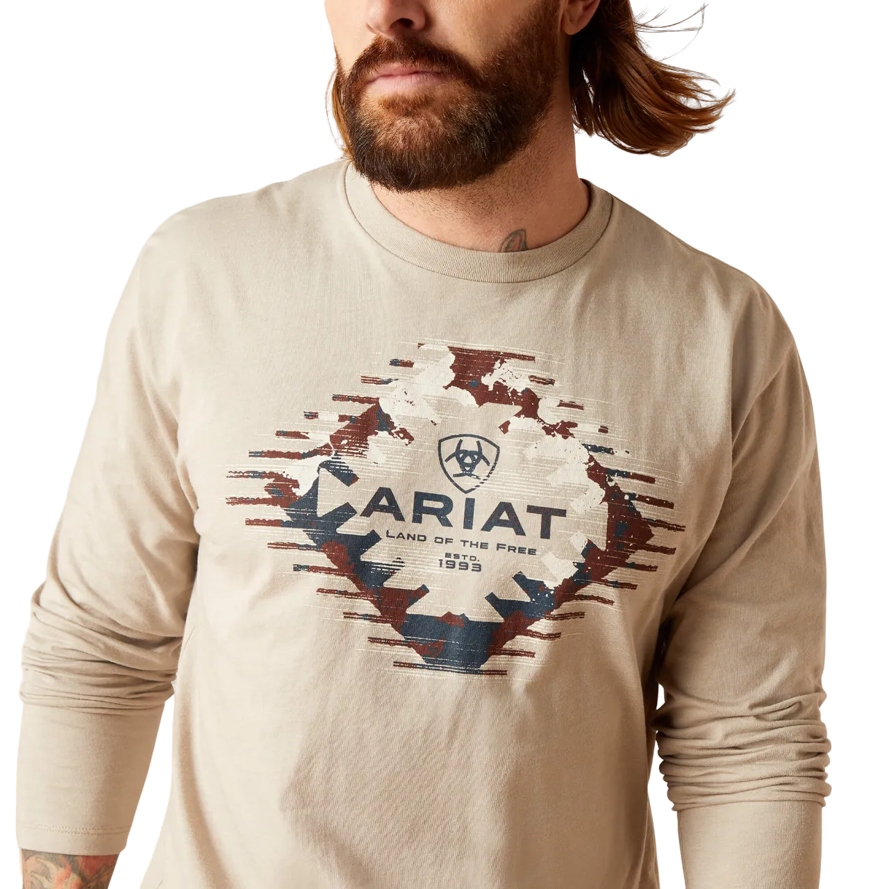 Arithtat Men's Aztec Logo Khaki Heather T-Shirt
