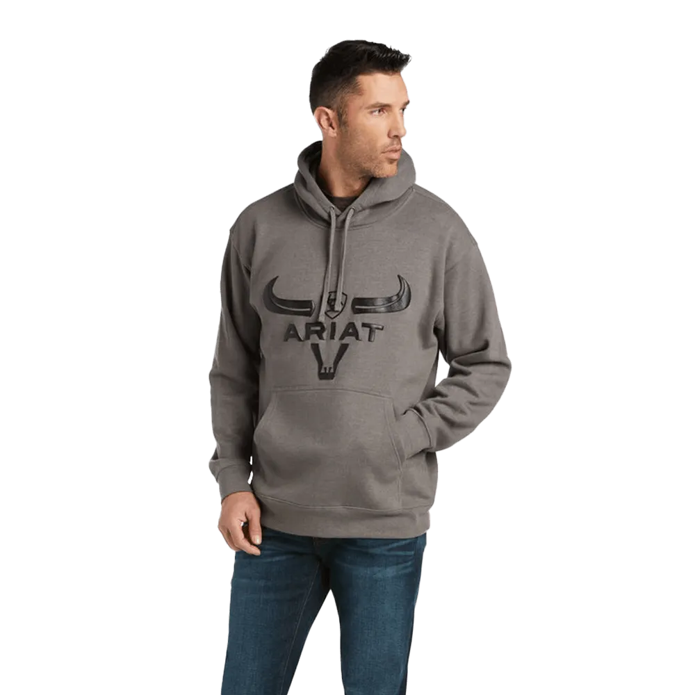 Arithtat Men's Gray Steer Head Logo Hoodie