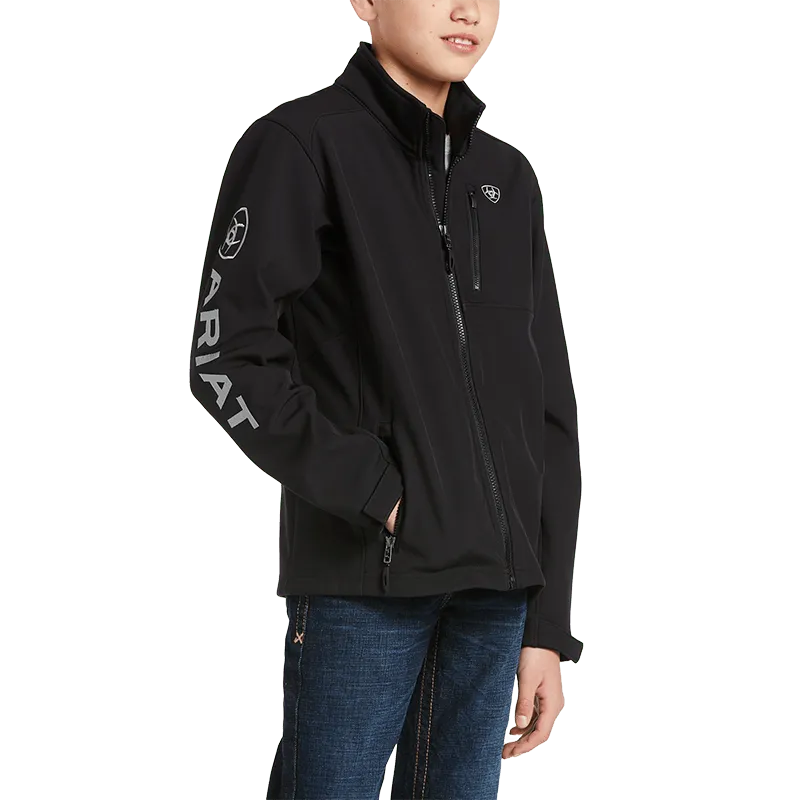 Arithtat Boy's Logo 2.0 Black Softshell Jacket