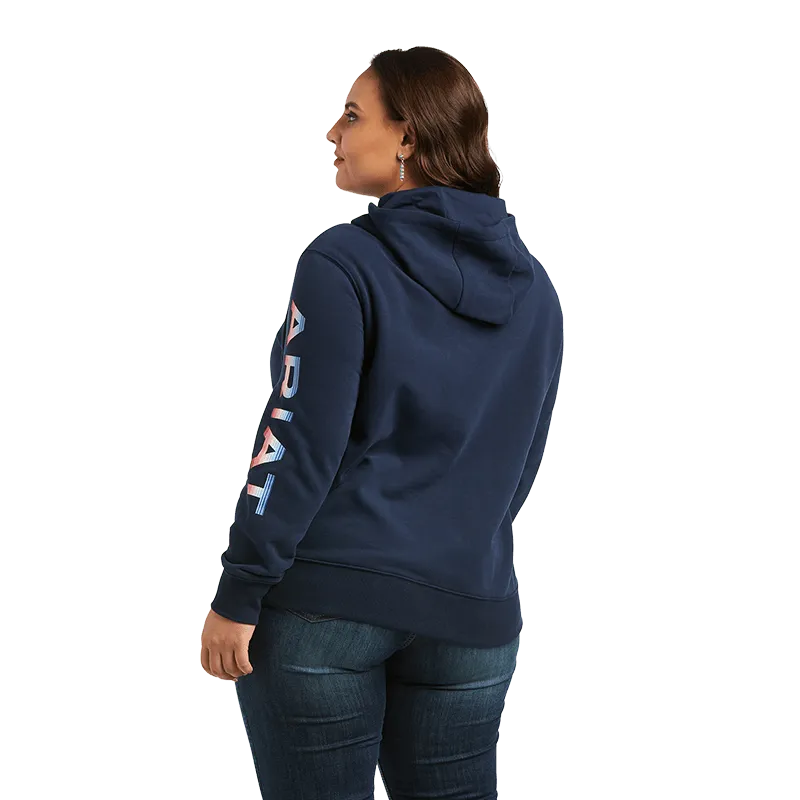 Arithtat Women's Navy Serape Logo Arm Hoodie