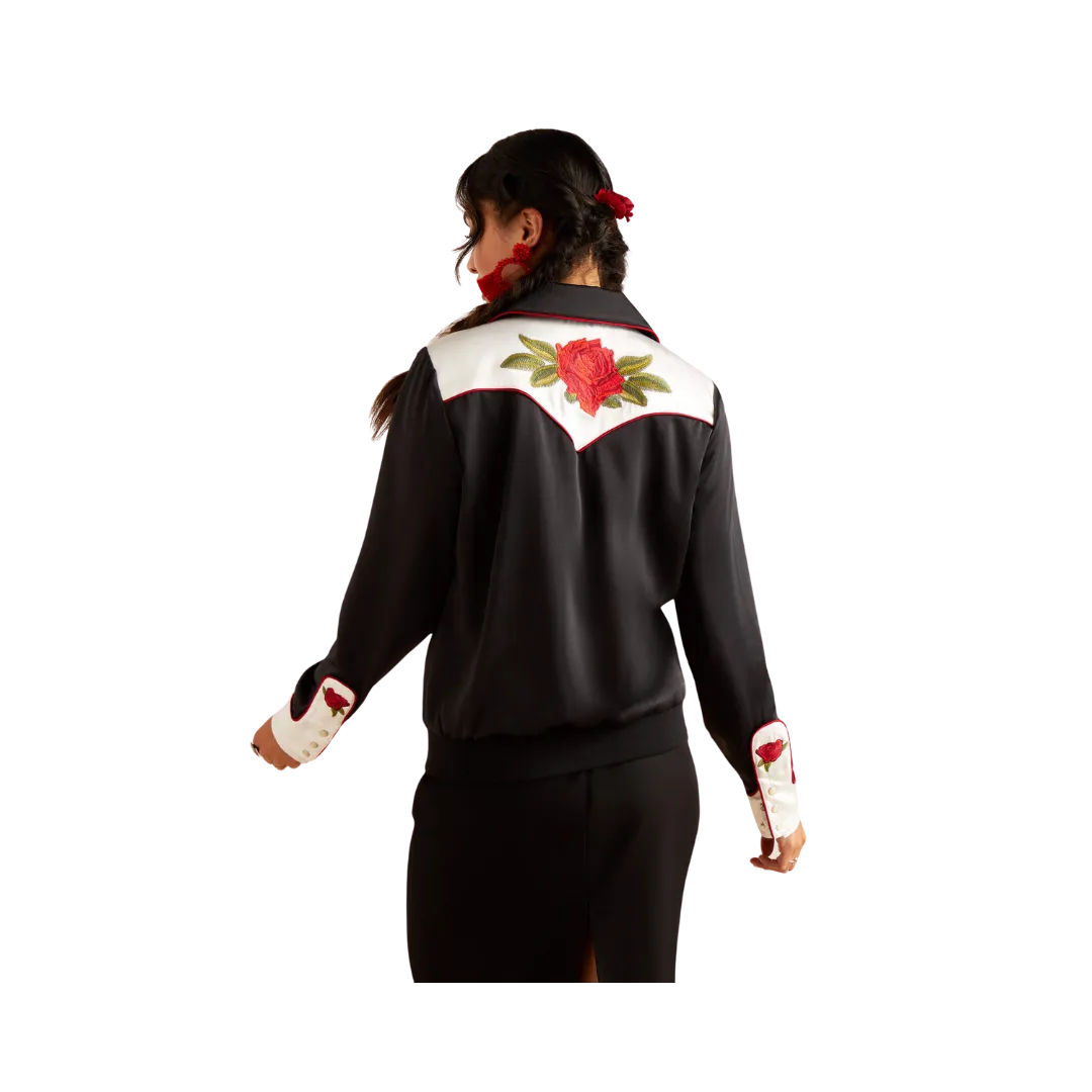 Arithtat Women's Bomber Rodeo Quincy Black Jacket