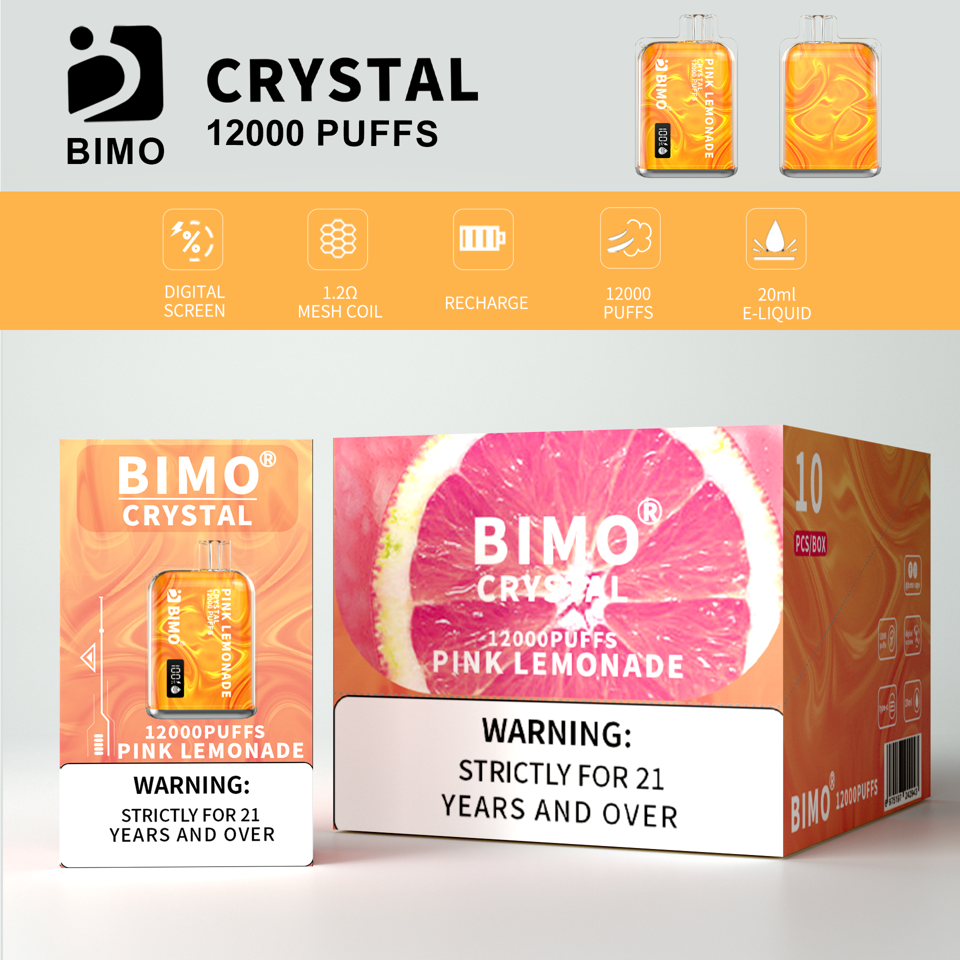 BIMO Crystal 12000puff 10PCS/BOX