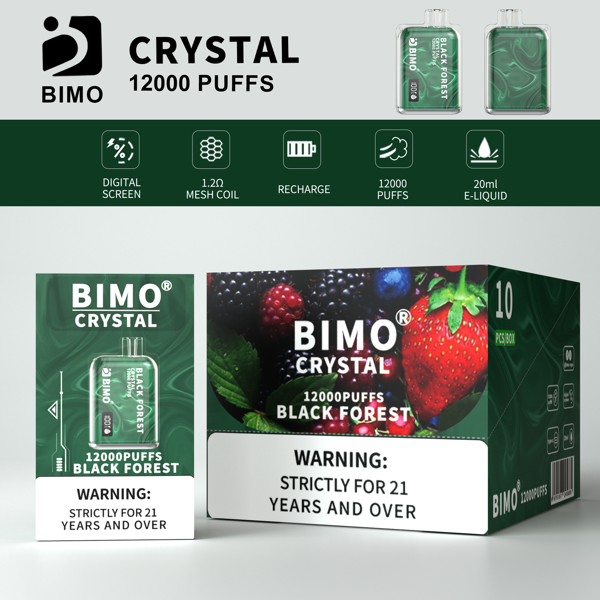 BIMO Crystal 12000puff 10PCS/BOX