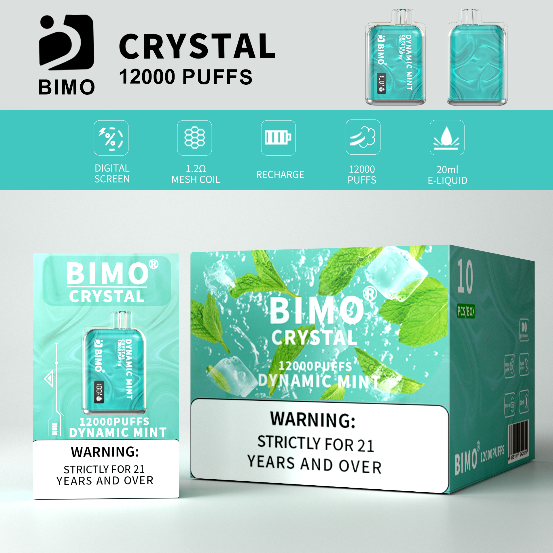 BIMO Crystal 12000puff 10PCS/BOX