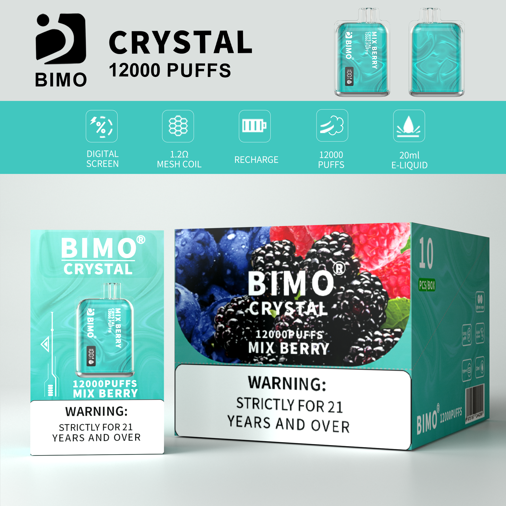BIMO Crystal 12000puff 10PCS/BOX