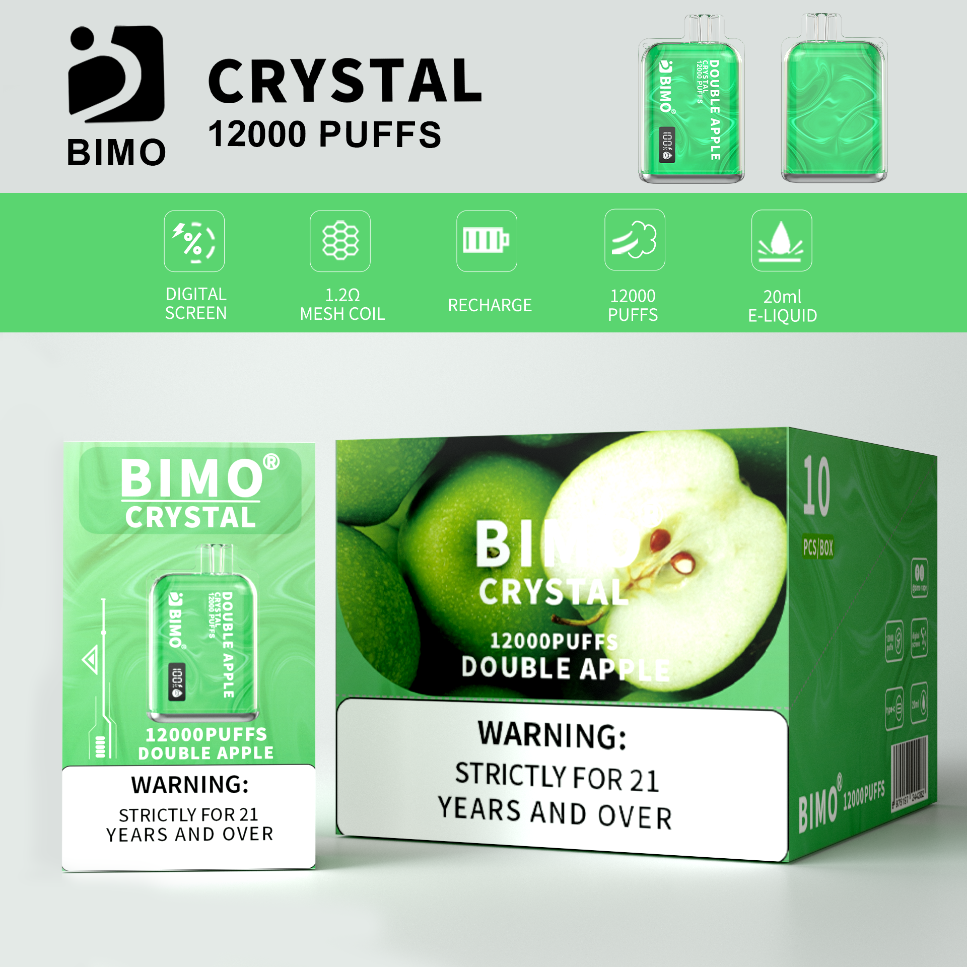 BIMO Crystal 12000puff 10PCS/BOX