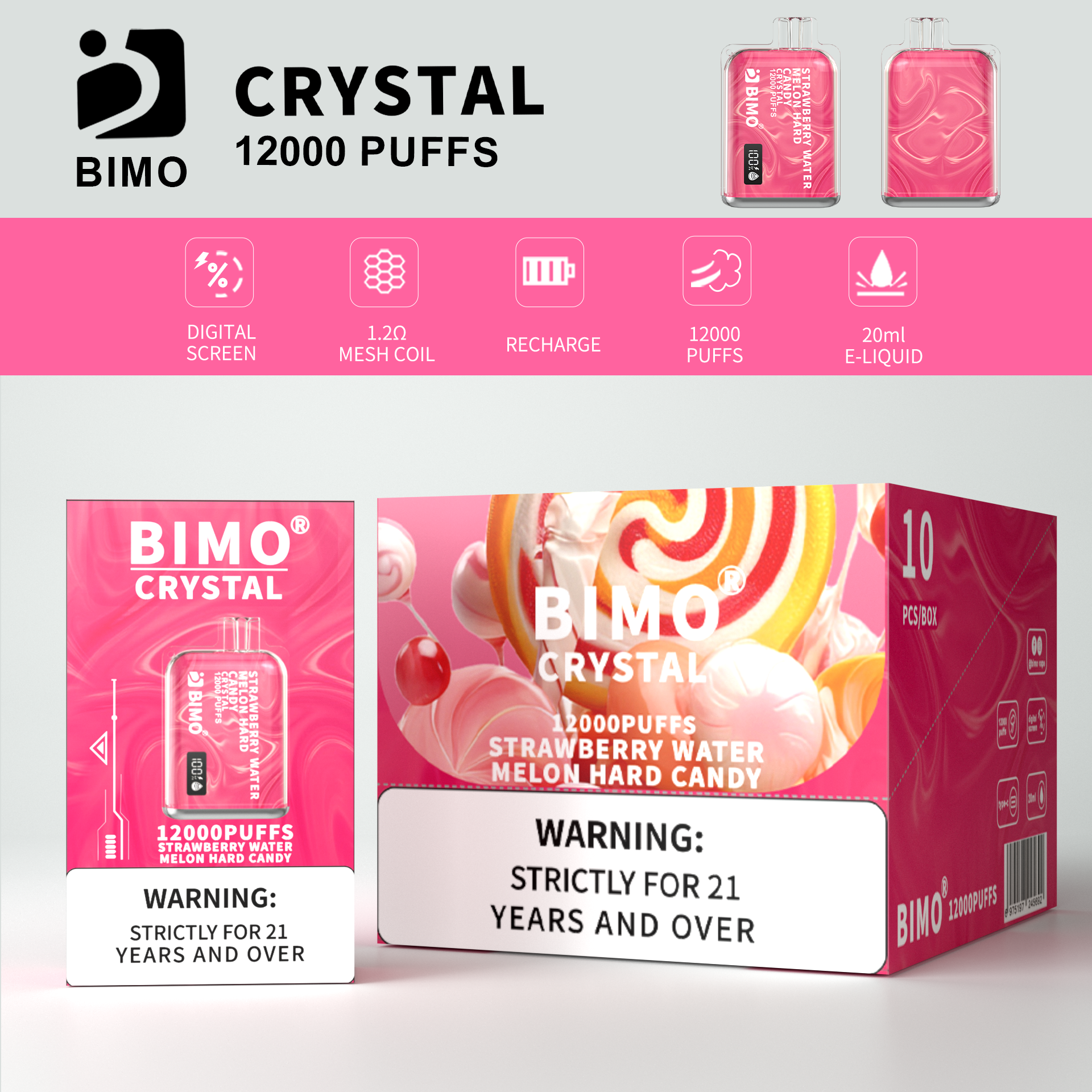 BIMO Crystal 12000puff 10PCS/BOX